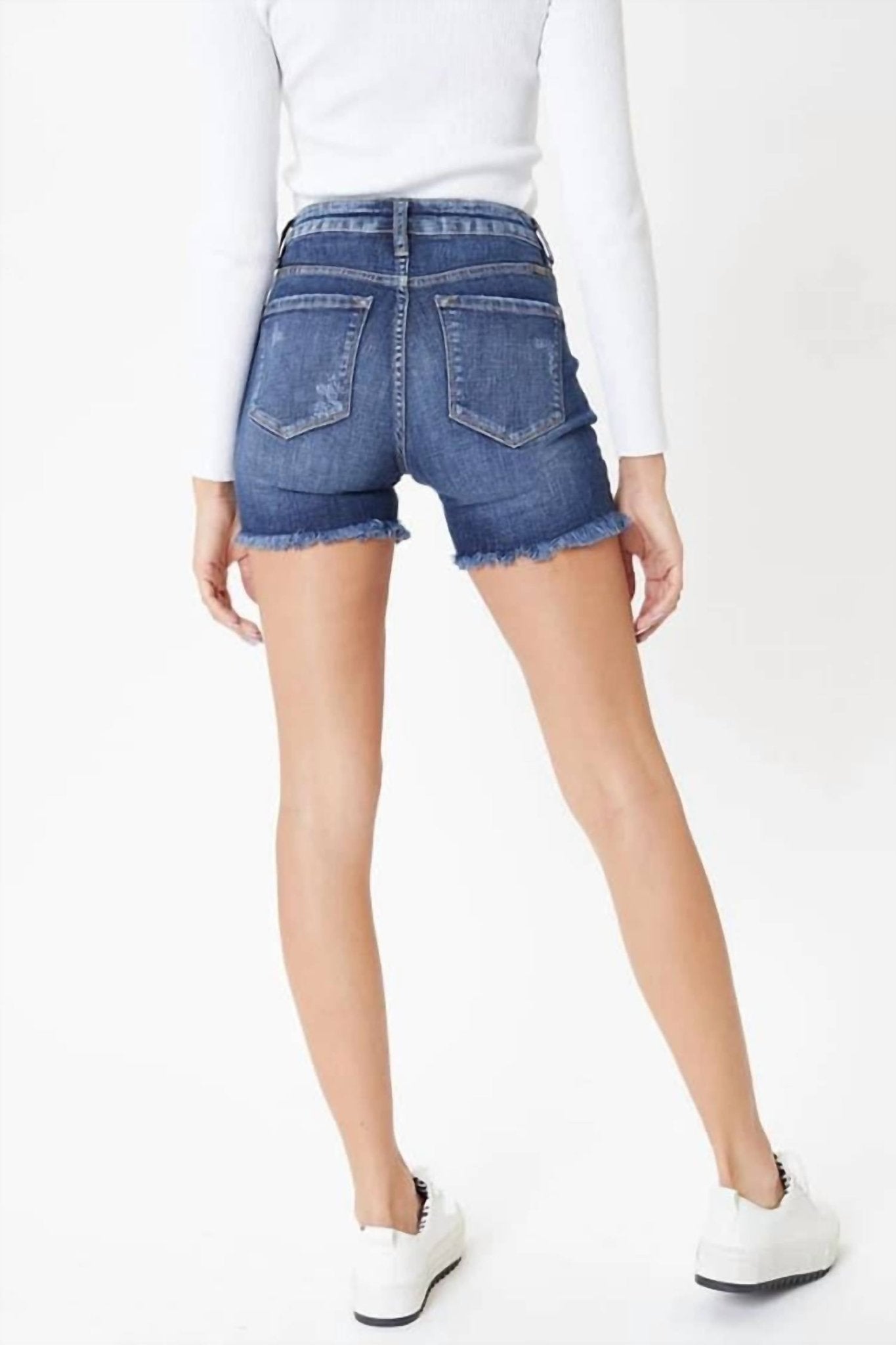 Kancan - Winnie High Rise Shorts - blue - clothing - cotton - blend