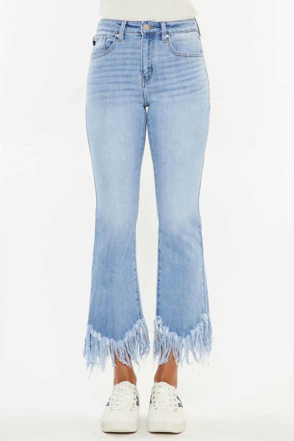 Kancan - Women's High Rise Crop Bootcut Denim Pants