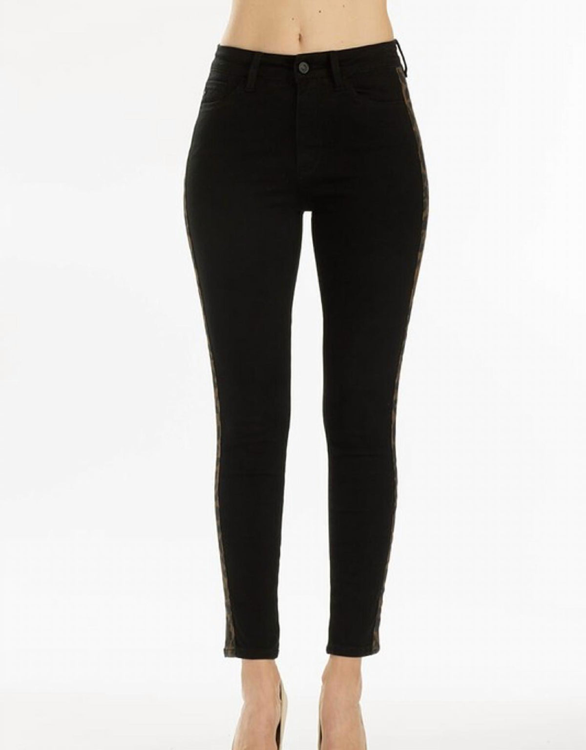 Kancan - Women's High Rise Leopard Striped Jean