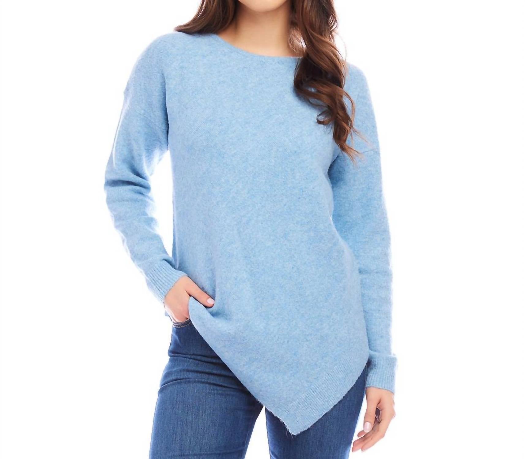 Karen Kane - Asymmetric Hem Sweater - blue - cardigans - clothing