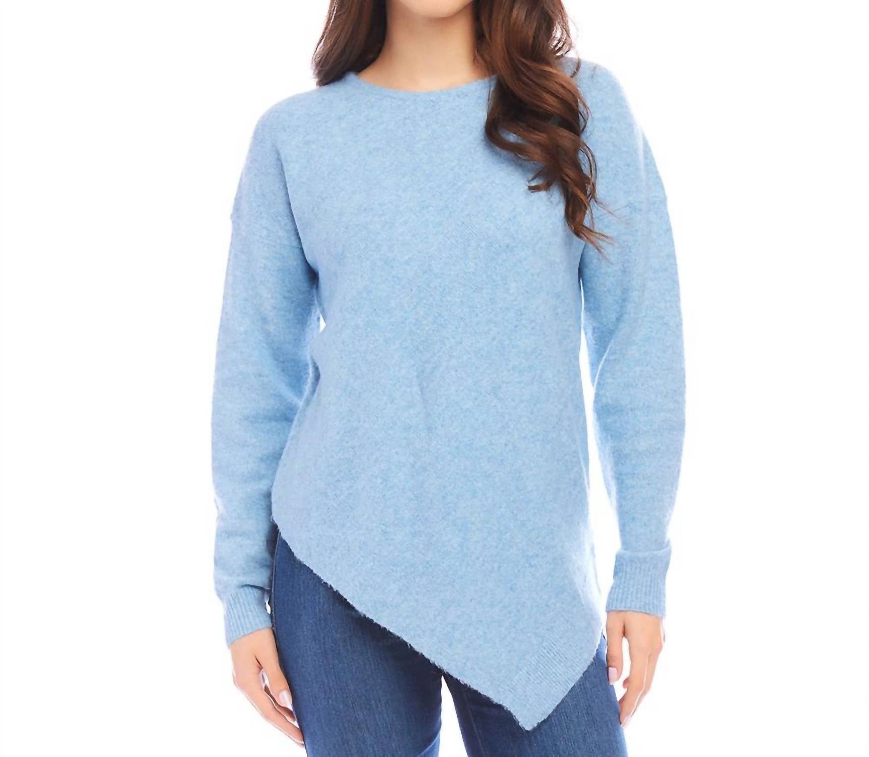 Karen Kane - Asymmetric Hem Sweater - blue - cardigans - clothing