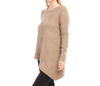 Karen Kane - Asymmetric Sweater - brown - clothing - crew