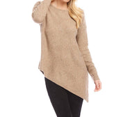 Karen Kane - Asymmetric Sweater - brown - clothing - crew