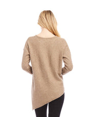 Karen Kane - Asymmetric Sweater - brown - clothing - crew