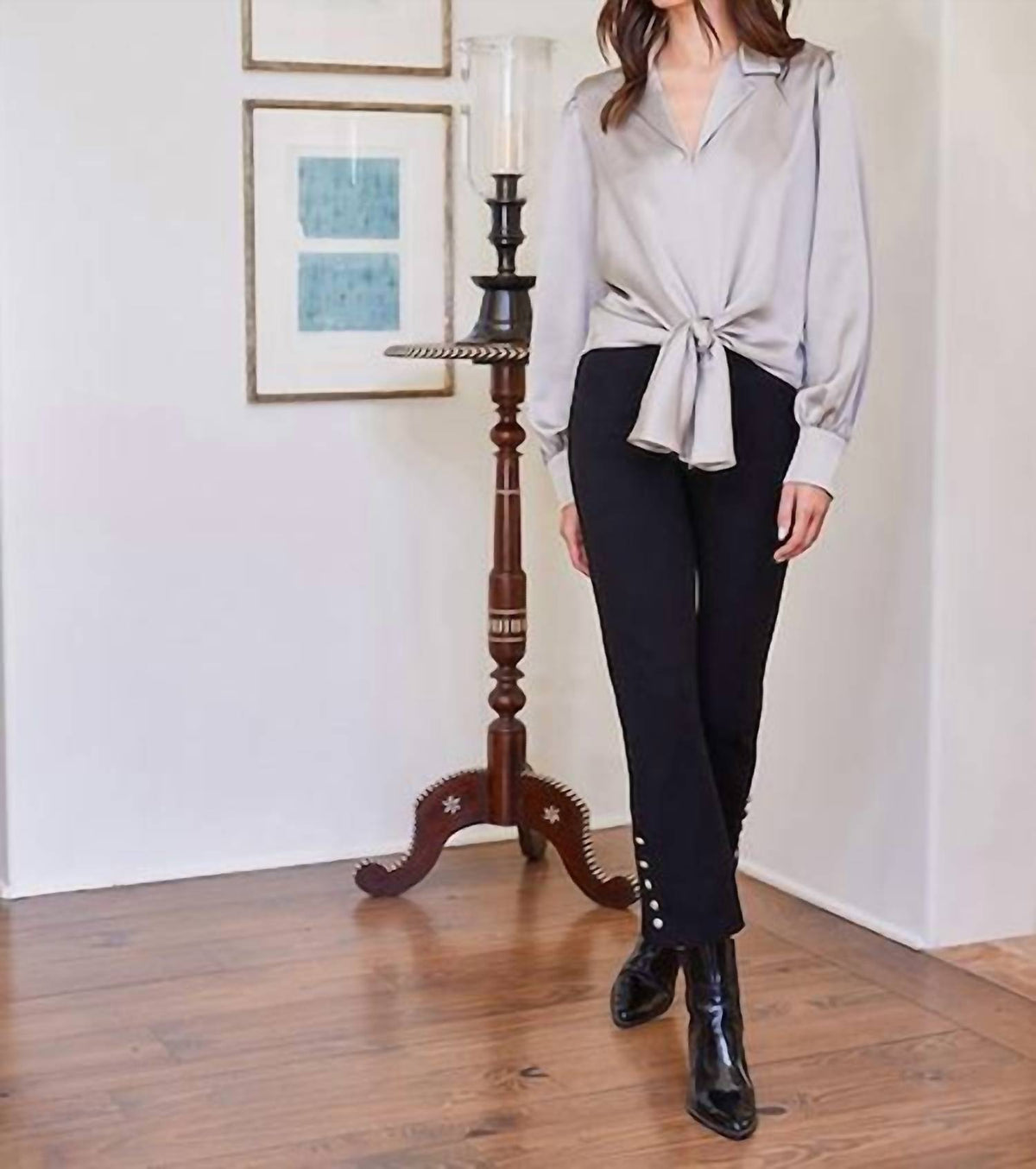 Karen Kane - Button Hem Cropped Pant
