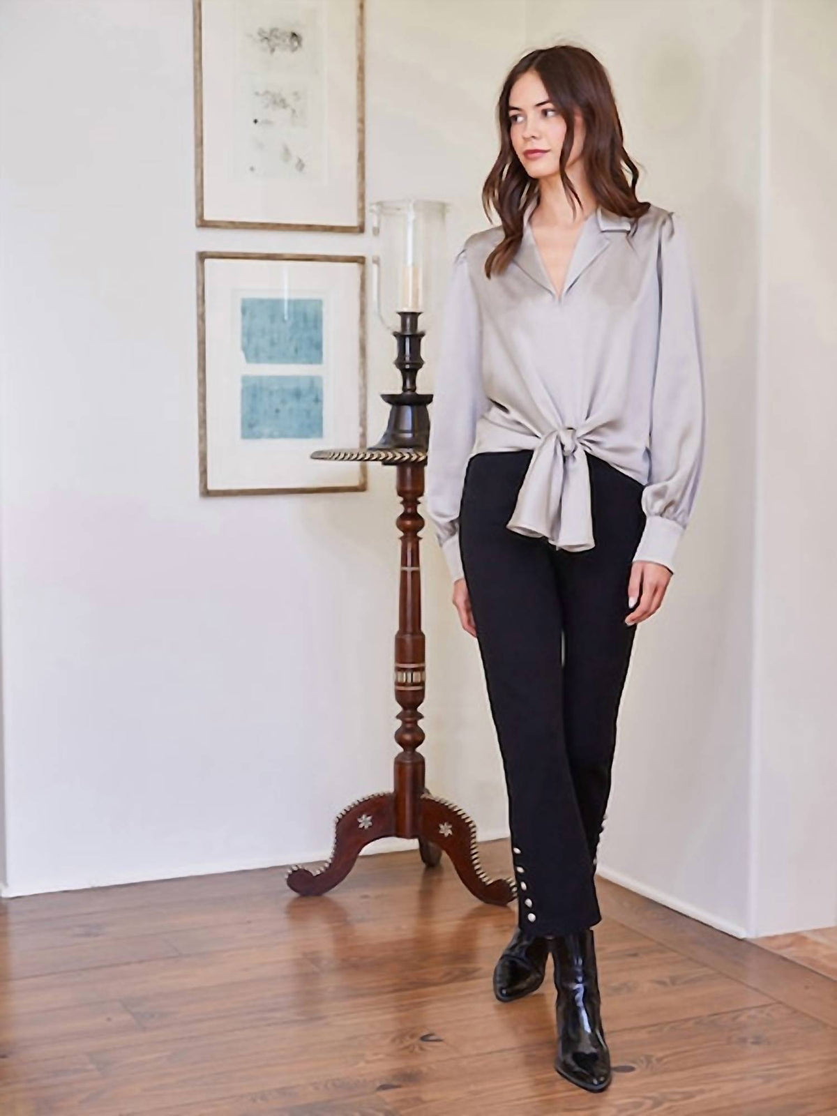 Karen Kane - Button Hem Cropped Pant