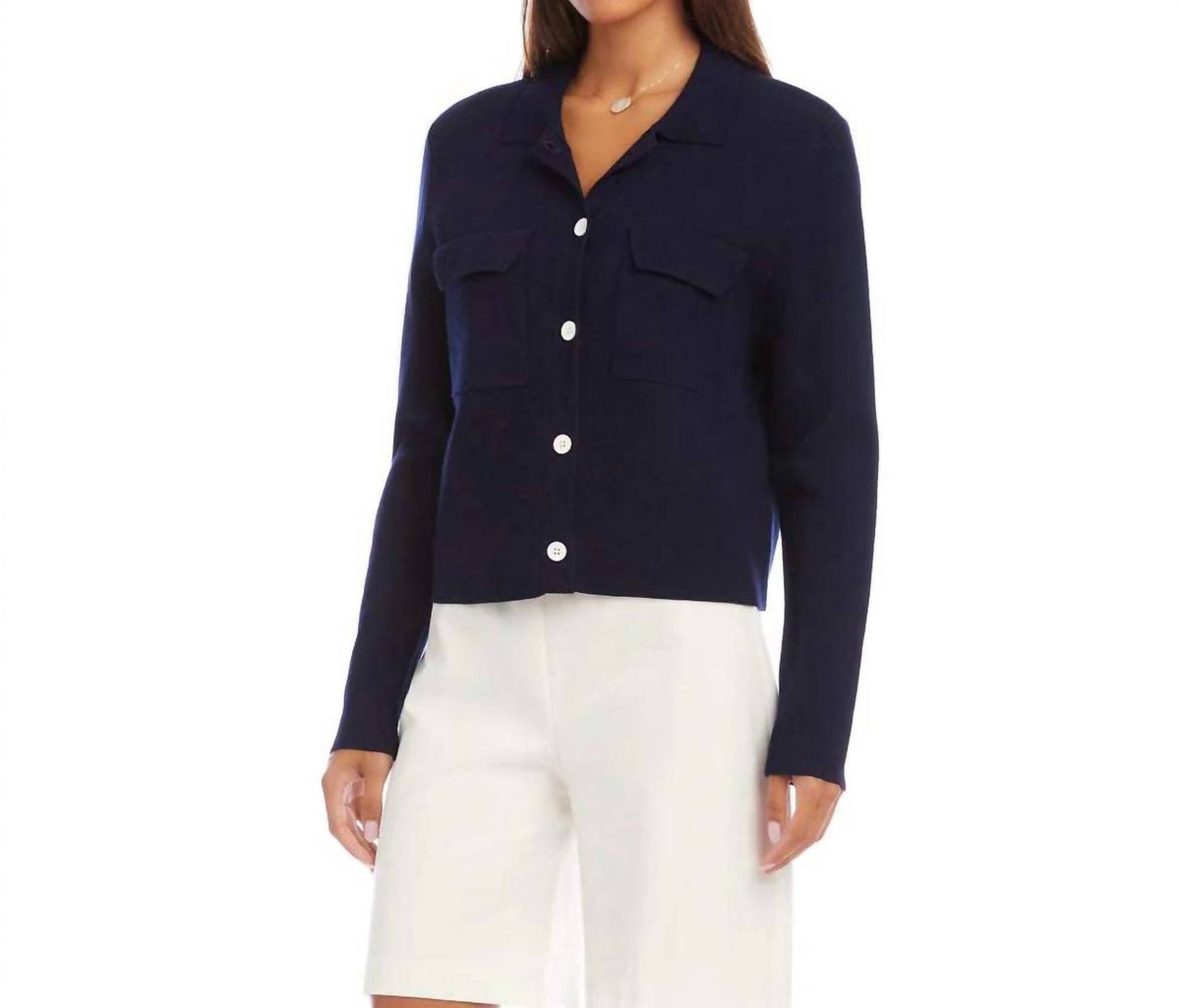 Karen Kane - Collared Sweater Jacket