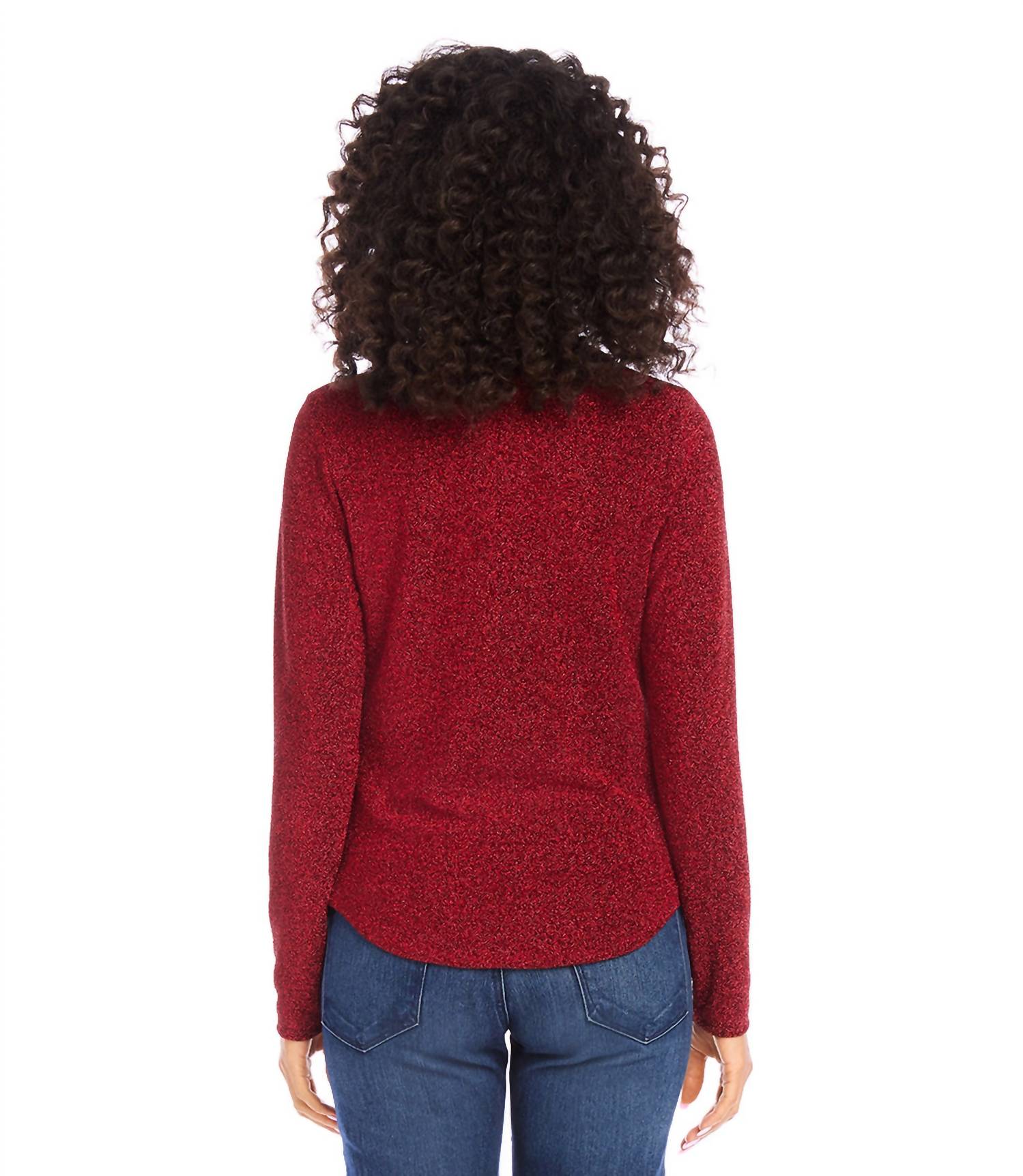 Karen Kane - Drape Neck Metallic Top - blouses - clothing - directbrandpartner
