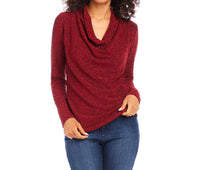Karen Kane - Drape Neck Metallic Top - blouses - clothing - directbrandpartner