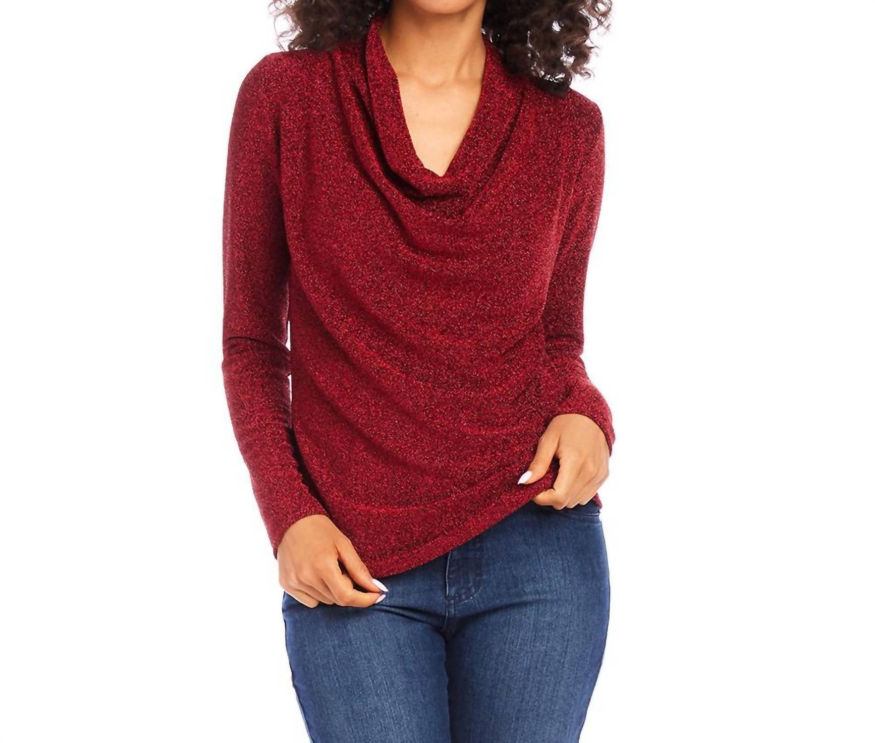 Karen Kane - Drape Neck Metallic Top - blouses - clothing - directbrandpartner