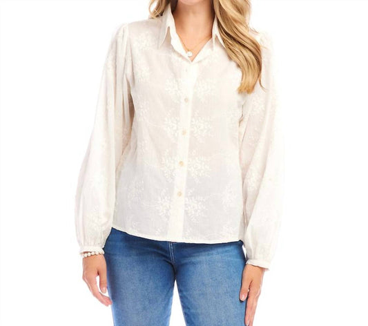 Karen Kane - Embellished Puff Sleeve Shirt Top - button - down - shirts - clothing - shirts