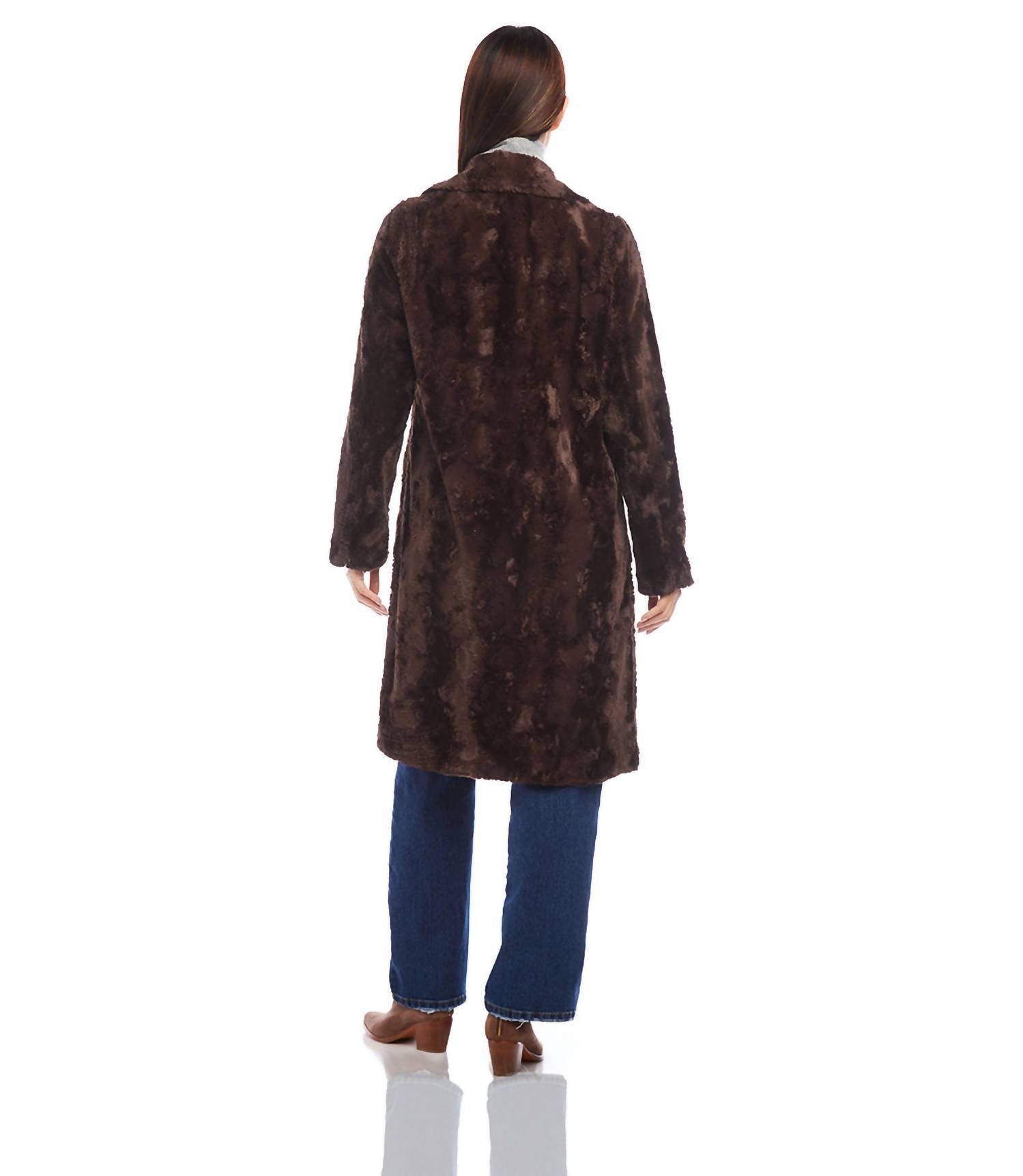 Karen Kane - Faux Fur Coat - brown - casual - jacket - clothing