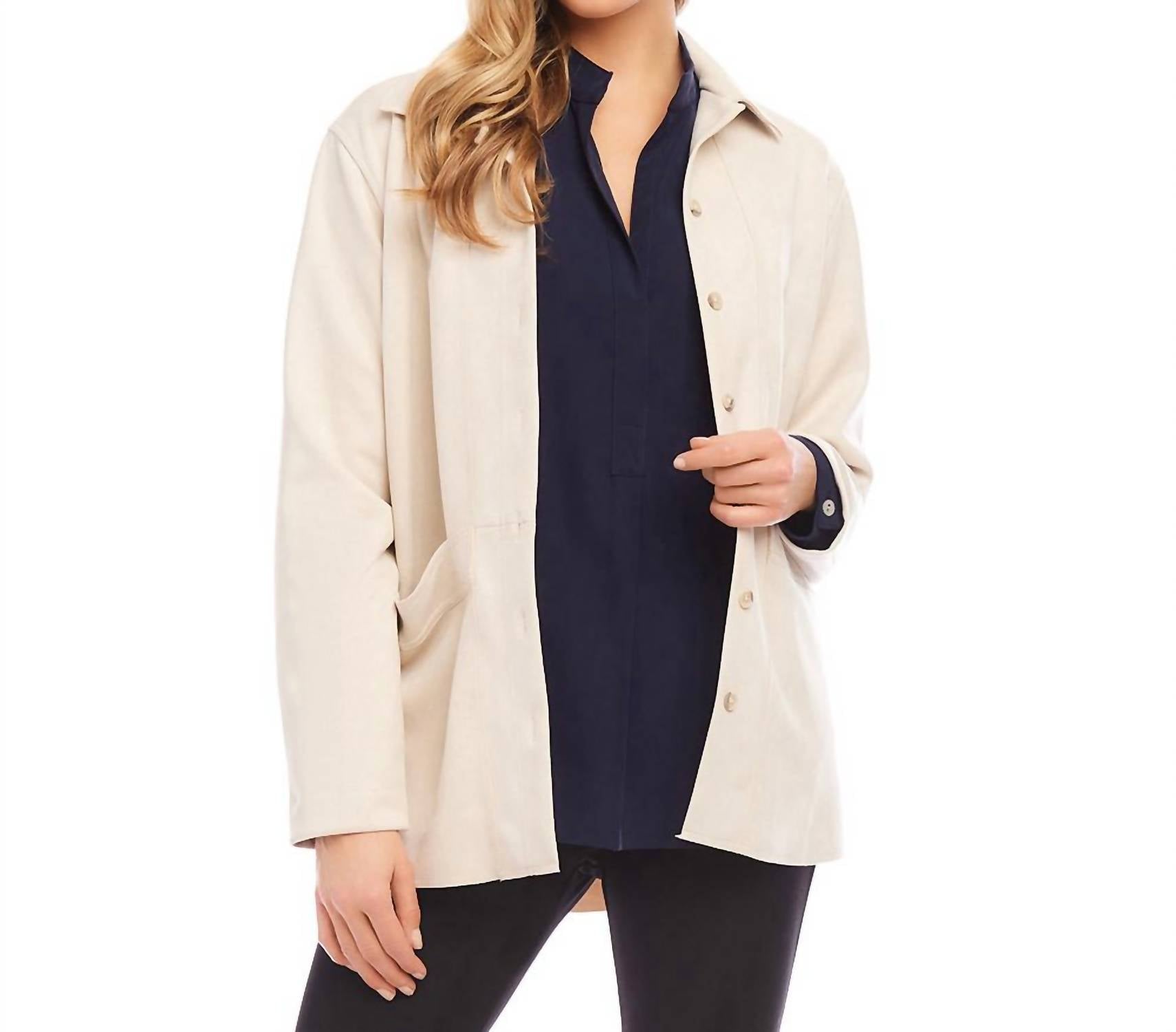 Karen Kane - Faux Suede Shirt Jacket - casual - jacket - clothing - directbrandpartner