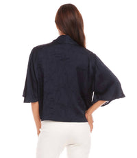 Karen Kane - Flare Sleeve Tie Front Top - blouses - blue - clothing