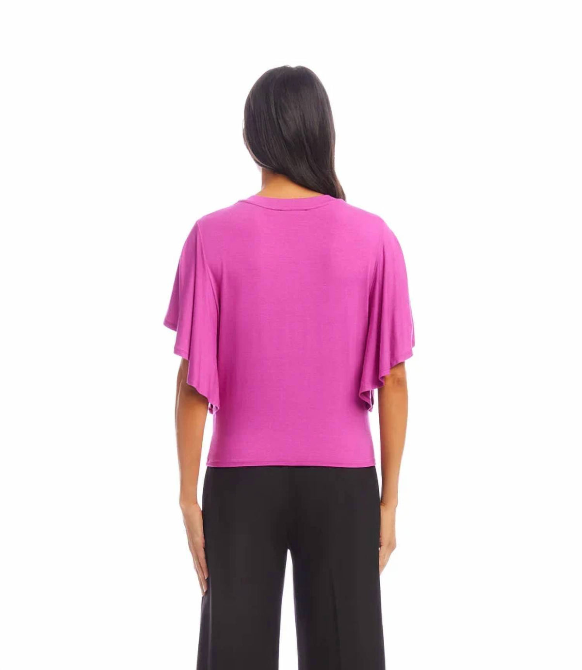 Karen Kane - Flutter Sleeve Drape Front Top