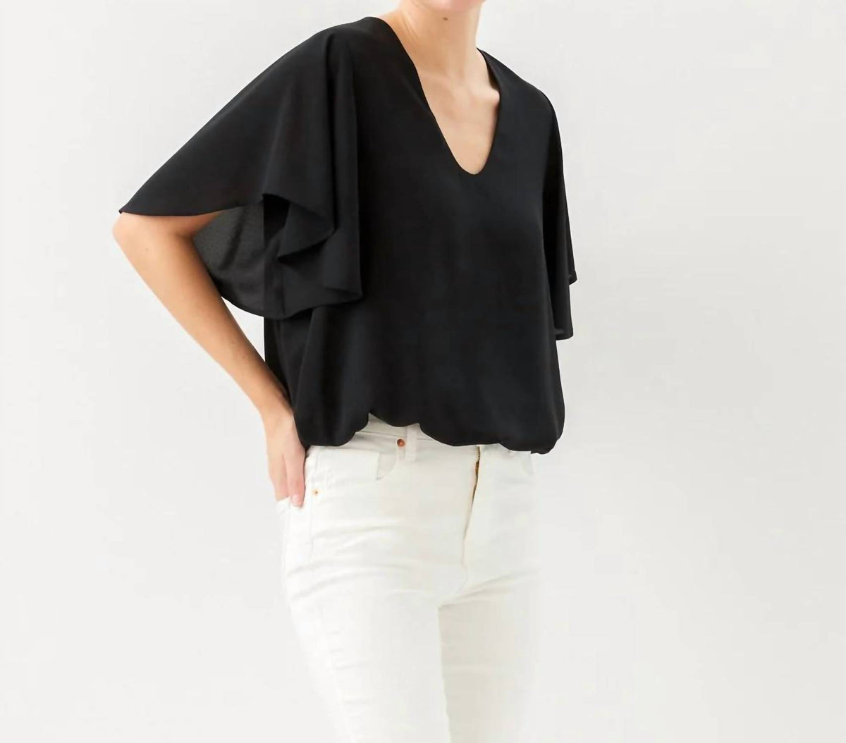 Karen Kane - Flutter Sleeve V-Neck Top