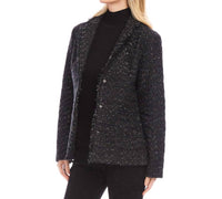 Karen Kane - Fringed Tweed Blazer - black - blazers - clothing
