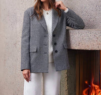 Karen Kane - Houndstooth Blazer - black - blazers - clothing