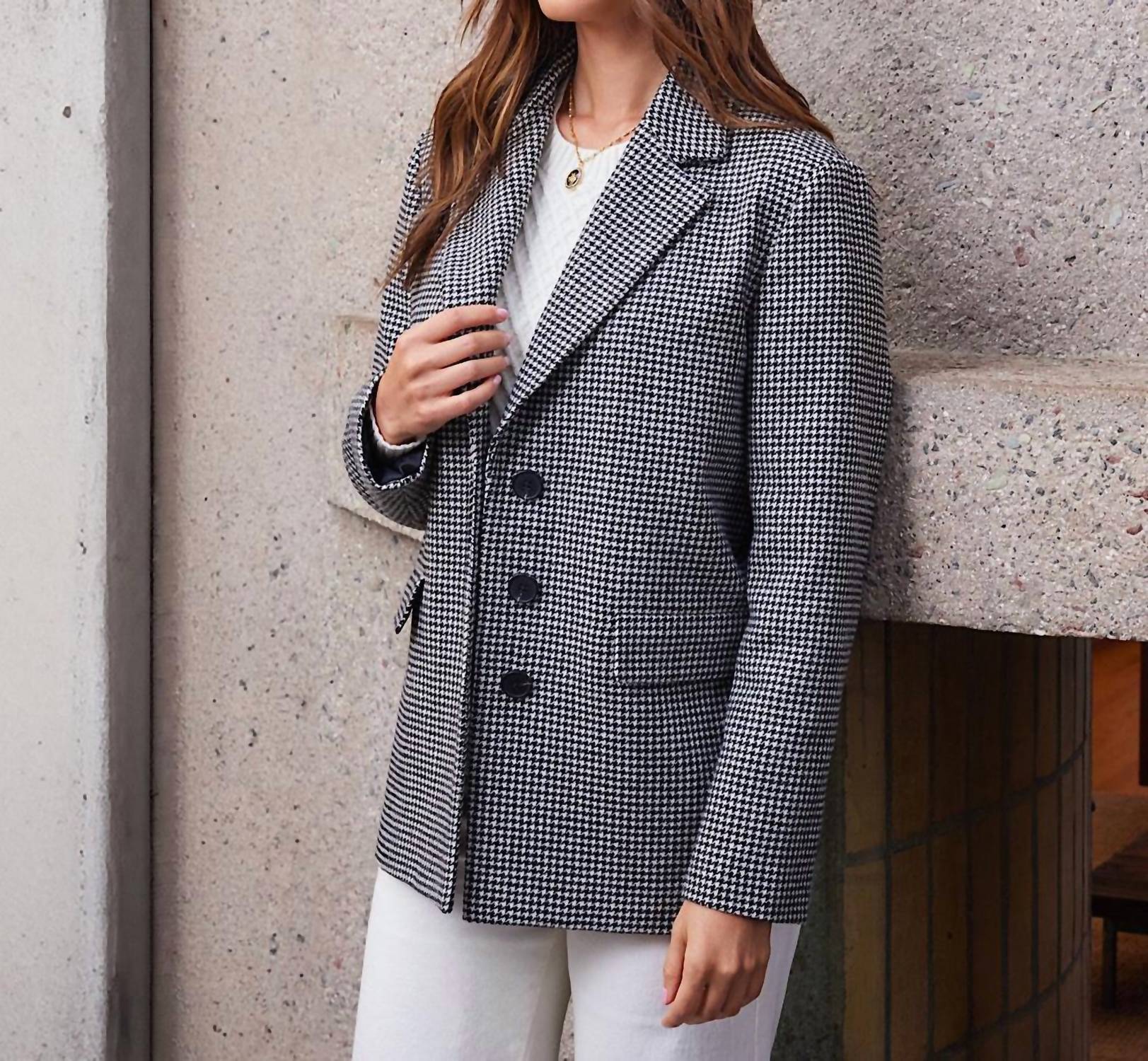 Karen Kane - Houndstooth Blazer - black - blazers - clothing