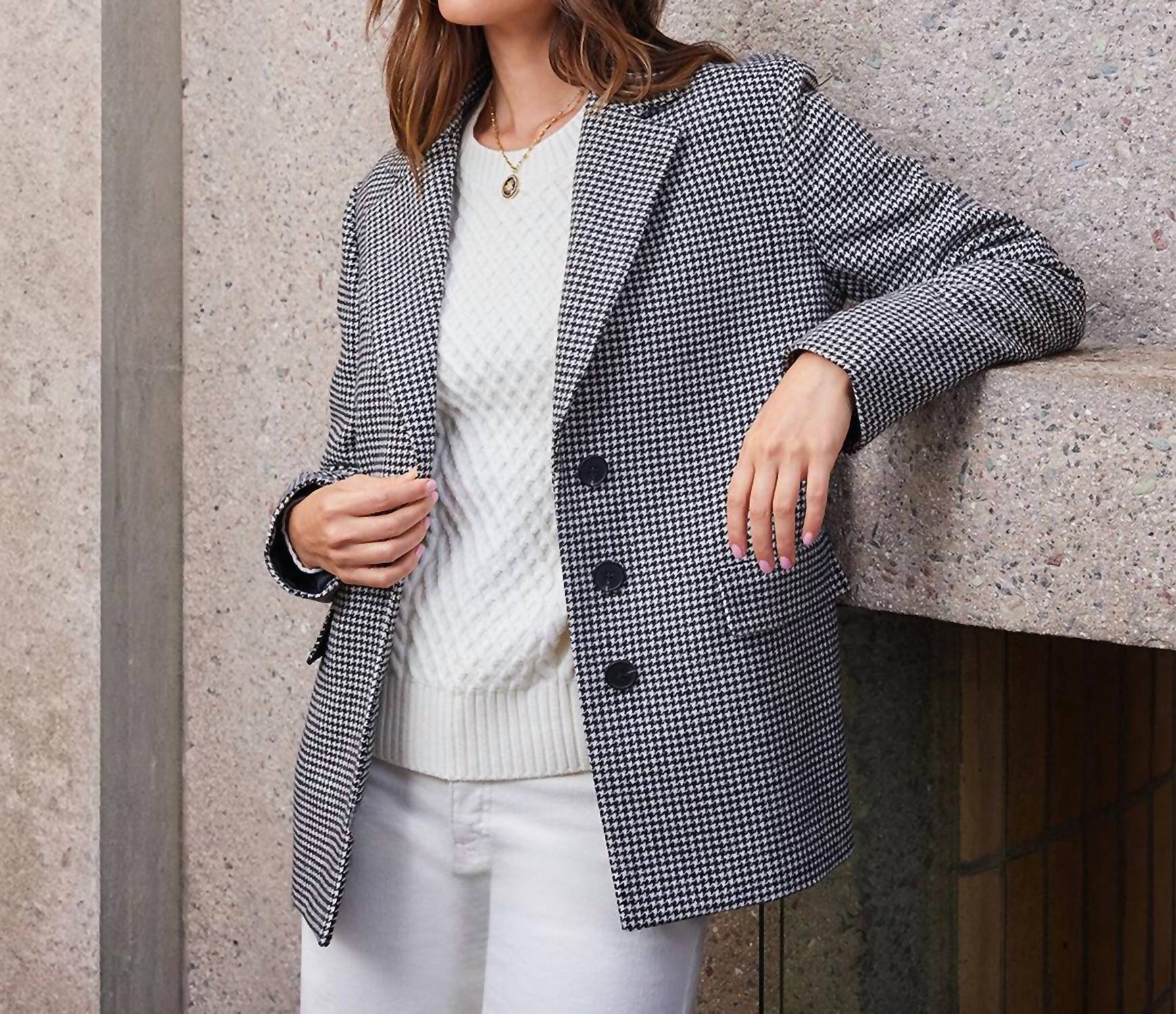 Karen Kane - Houndstooth Blazer - black - blazers - clothing