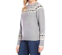 Karen Kane - Jacquard Knit Sweater - acrylic - clothing - crew