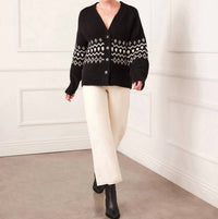 Karen Kane - Jacquard Sweater Cardigan - black - cardigans - clothing