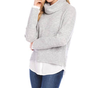 Karen Kane - Layered Turtleneck Sweater - acrylic - clothing - cowl
