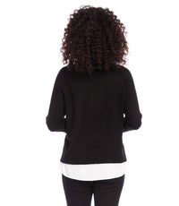 Karen Kane - Layered Turtleneck Sweater - acrylic - black - clothing