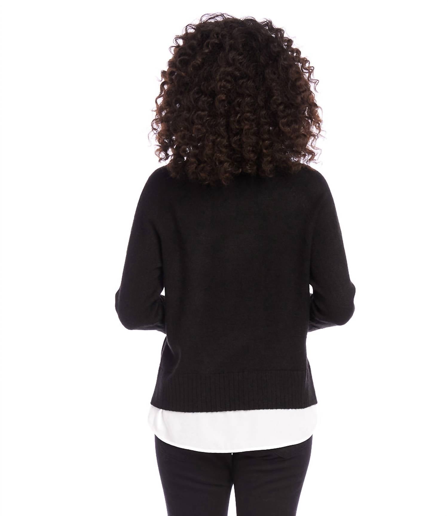 Karen Kane - Layered Turtleneck Sweater - acrylic - black - clothing