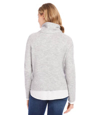 Karen Kane - Layered Turtleneck Sweater - acrylic - clothing - cowl