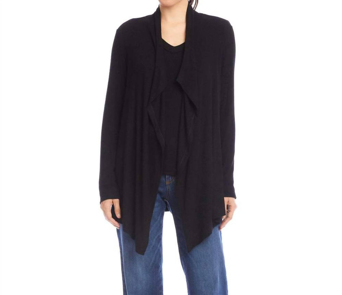 Karen Kane - Long Sleeve Ribbed Drape Front Cardigan