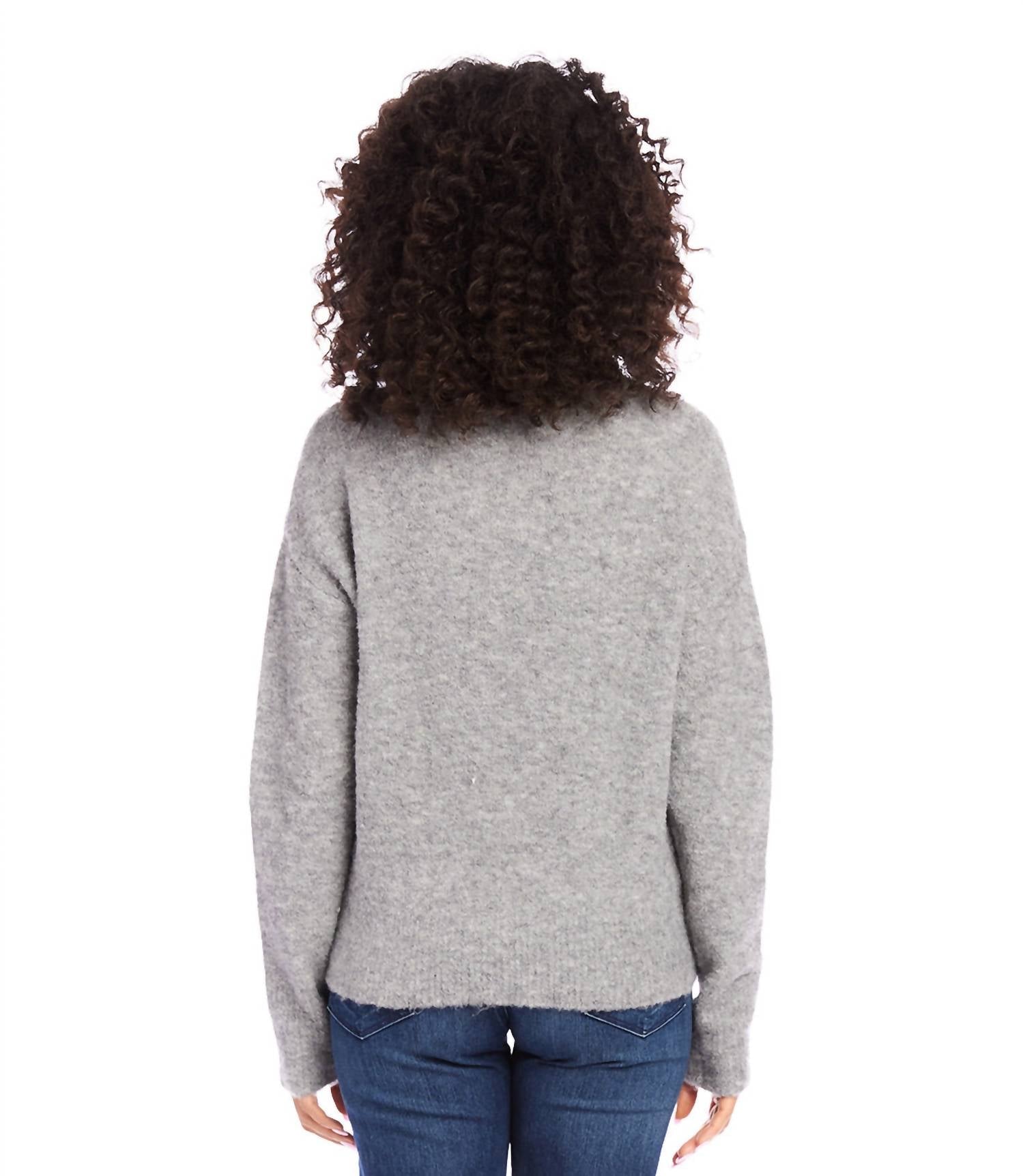 Karen Kane - Mock Neck Boucle Sweater - acrylic - cardigans - clothing