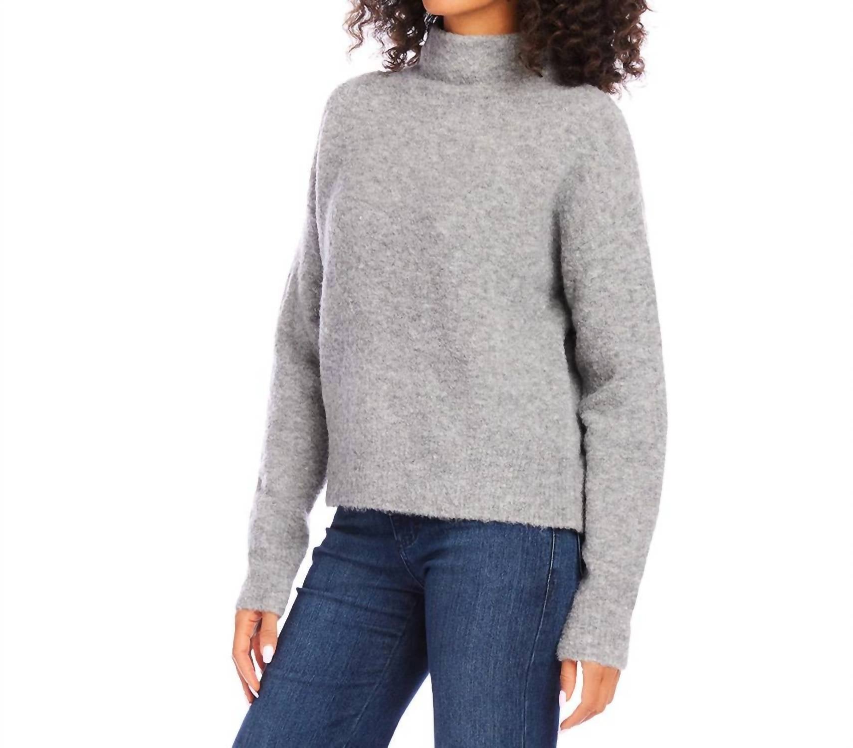 Karen Kane - Mock Neck Boucle Sweater - acrylic - cardigans - clothing