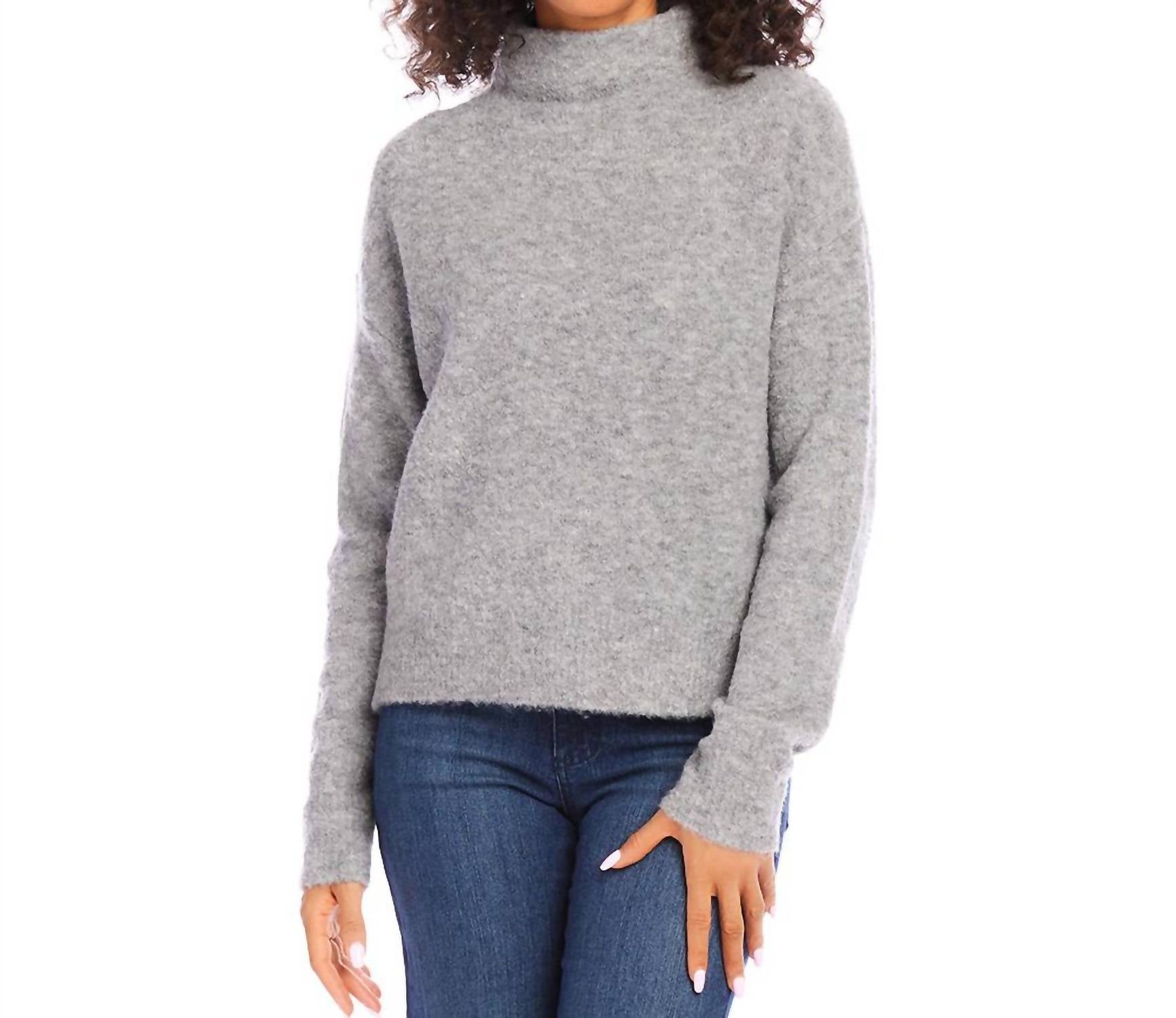 Karen Kane - Mock Neck Boucle Sweater - acrylic - cardigans - clothing