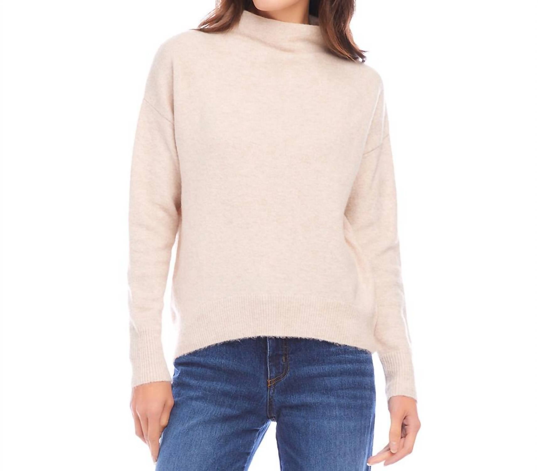 Karen Kane - Mock Neck Sweater - beige - cardigans - clothing