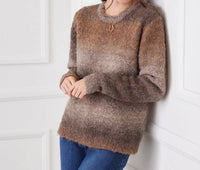 Karen Kane - Ombre Boucle Sweater - brown - cardigans - clothing