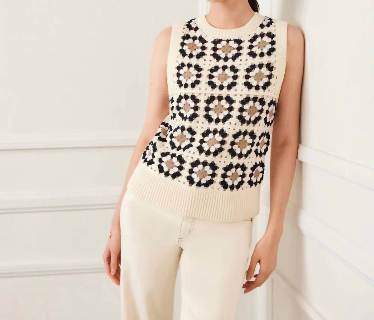 Karen Kane - Pax Patchwork Crochet Sweater Tank