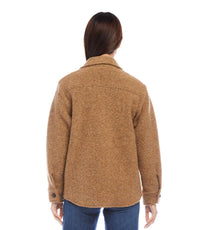Karen Kane - Petite Size Brushed Shirt Jacket - brown - casual - jacket - clothing