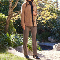 Karen Kane - Petite Size Brushed Shirt Jacket - brown - casual - jacket - clothing