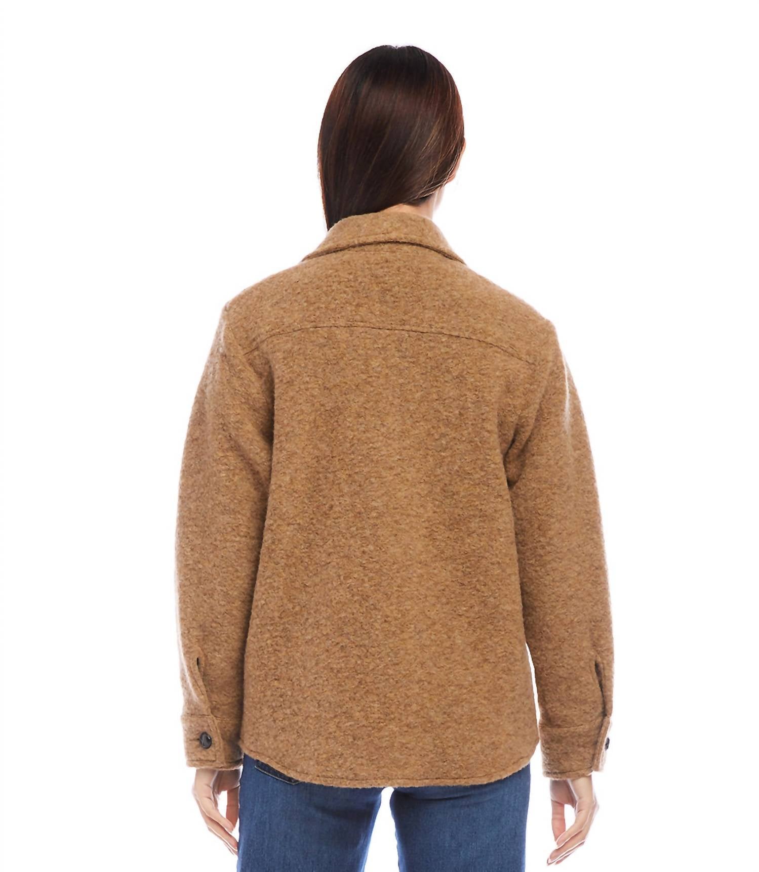 Karen Kane - Petite Size Brushed Shirt Jacket - brown - casual - jacket - clothing