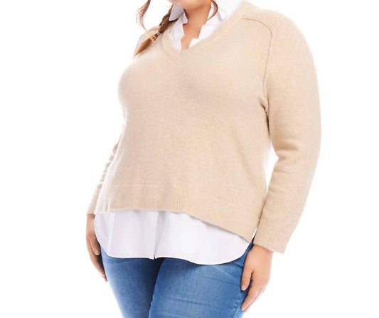 Karen Kane - Plus Size Layered Sweater - beige - clothing - directbrandpartner