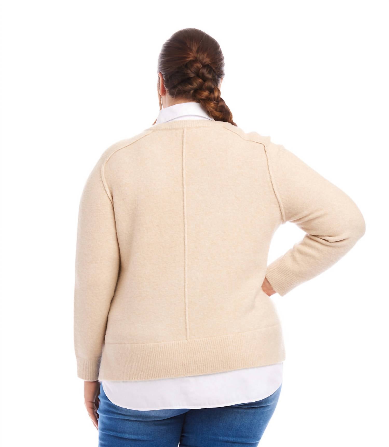 Karen Kane - Plus Size Layered Sweater - beige - clothing - directbrandpartner