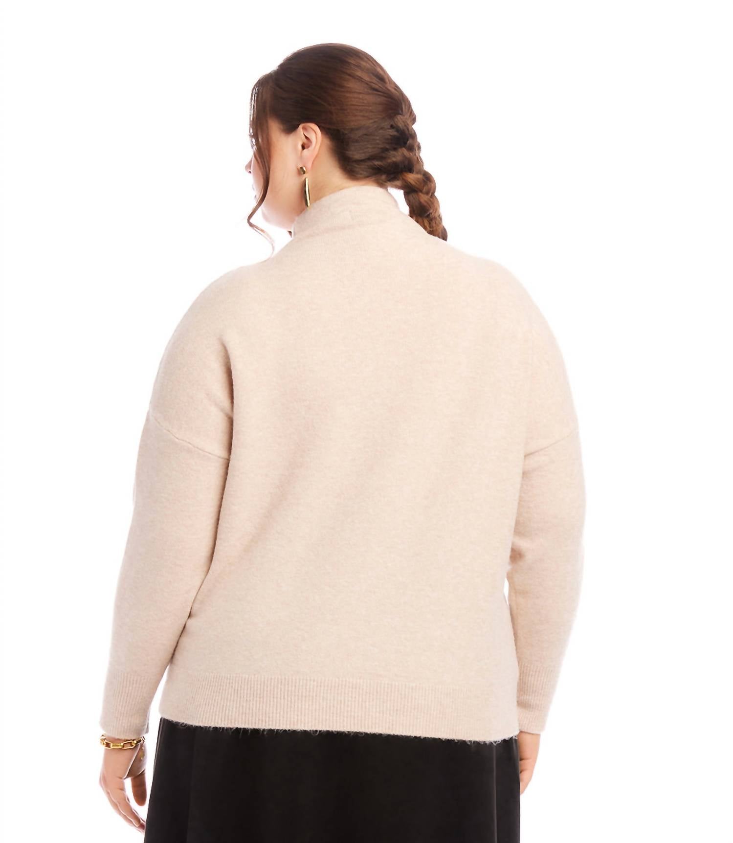 Karen Kane - Plus Size Mock Neck Sweater - beige - cardigans - clothing