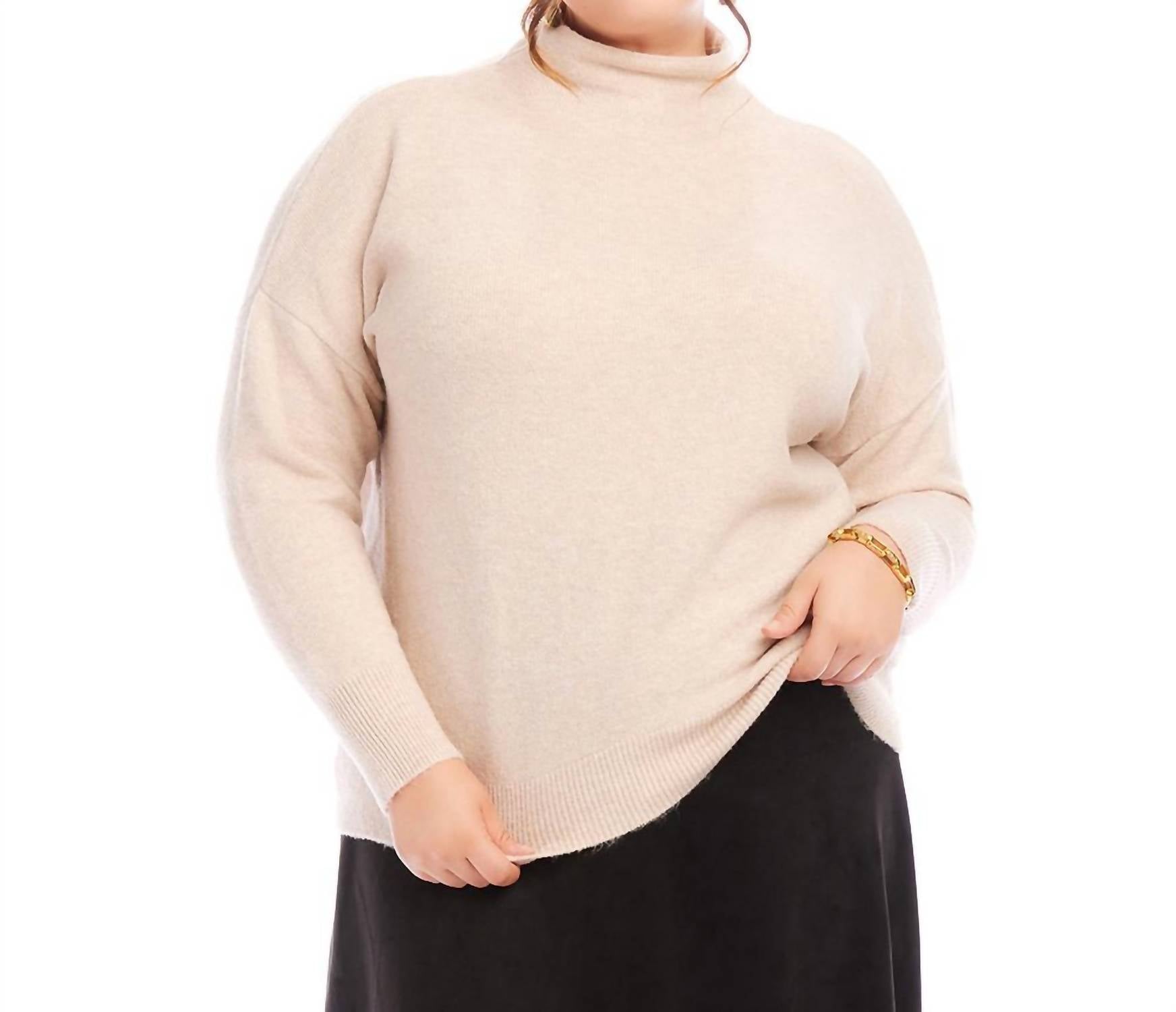 Karen Kane - Plus Size Mock Neck Sweater - beige - cardigans - clothing