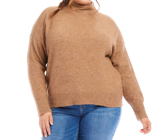 Karen Kane - Plus Size Mock Neck Sweater - brown - cardigans - clothing
