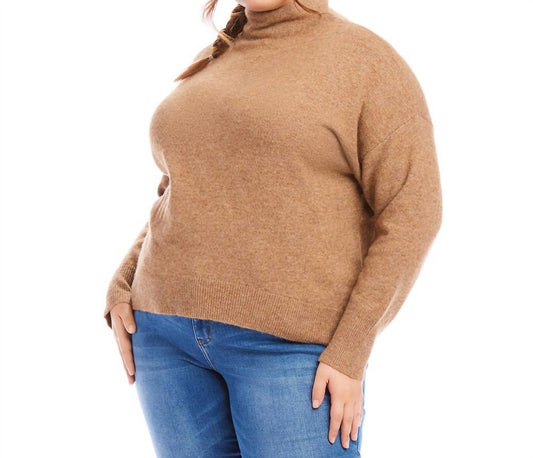 Karen Kane - Plus Size Mock Neck Sweater - brown - cardigans - clothing