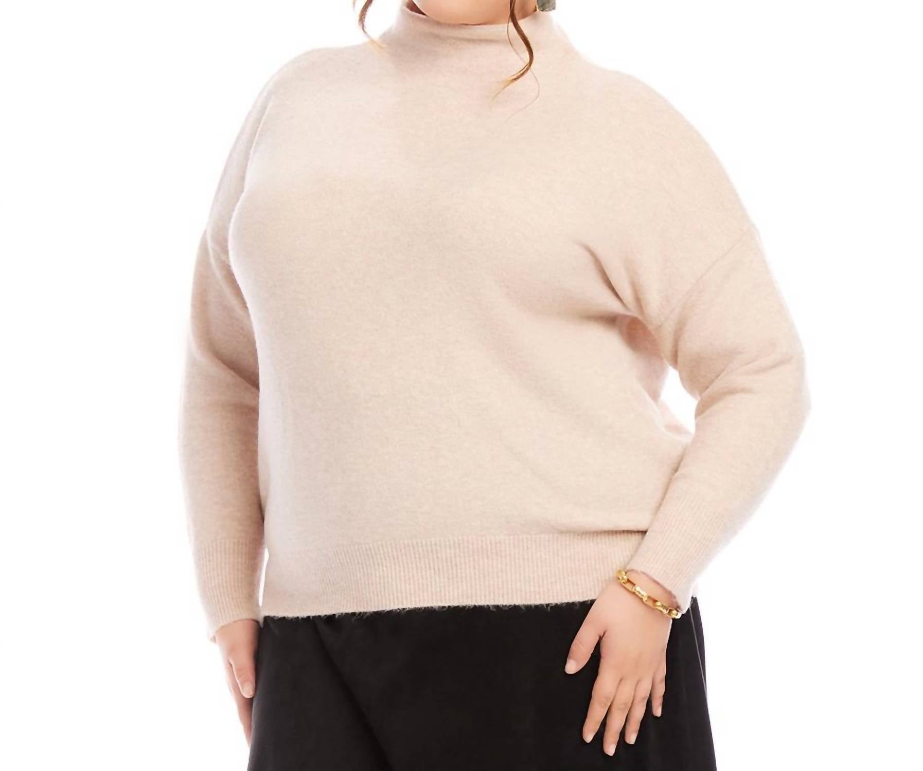 Karen Kane - Plus Size Mock Neck Sweater - beige - cardigans - clothing