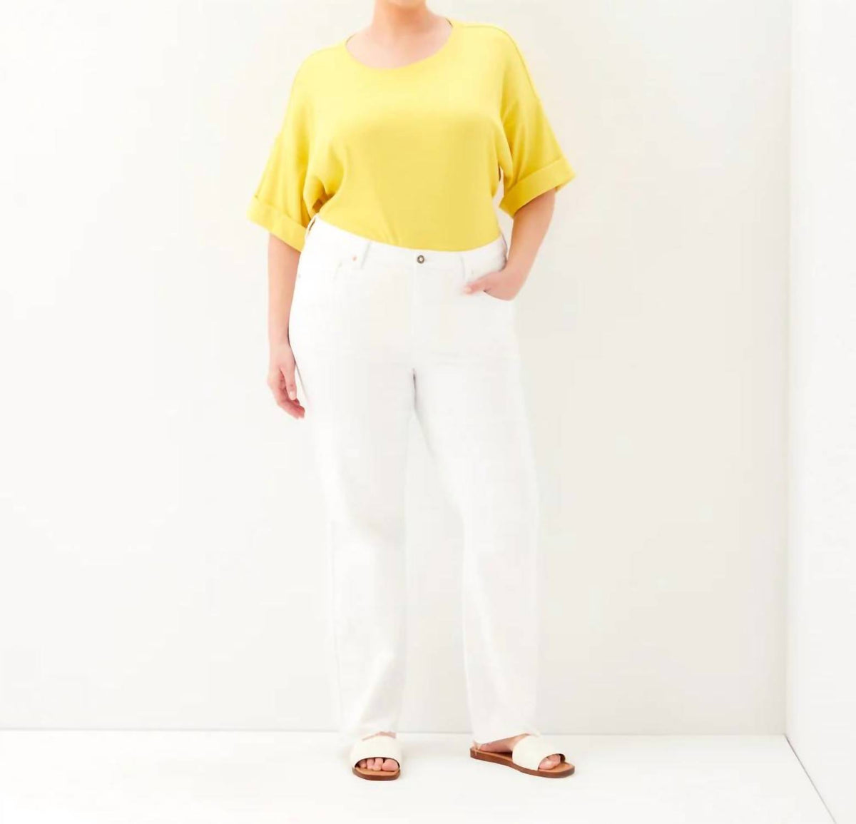 Karen Kane - Raw Hem Straight Jeans - Plus