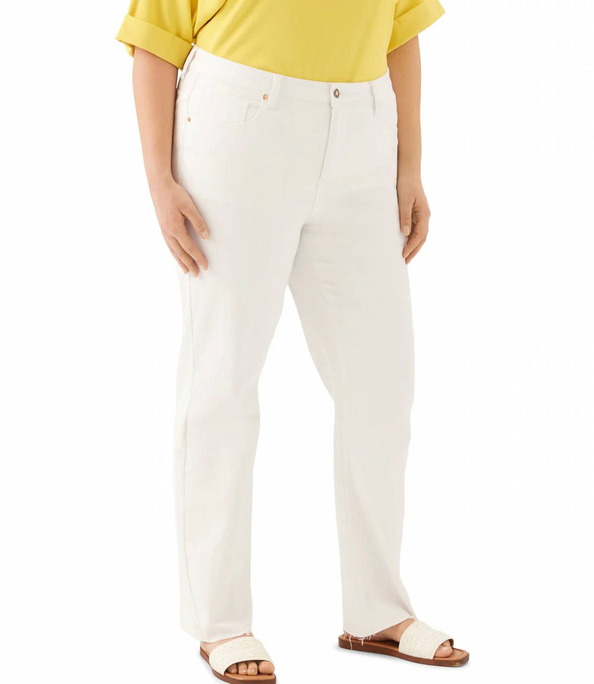 Karen Kane - Raw Hem Straight Jeans - Plus