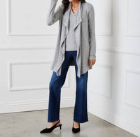 Karen Kane - Ribbed Drape Front Cardigan - cardigans - clothing - directbrandpartner
